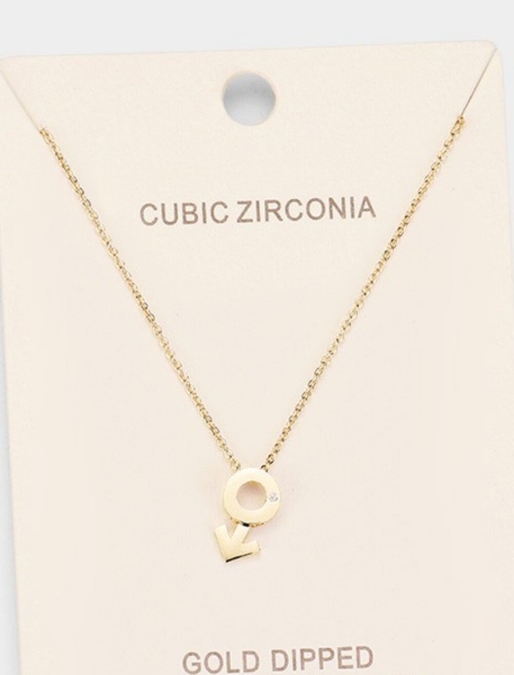 Gold Symbol CZ Pendant Necklace Chain Metal Simple Dainty Jewelry